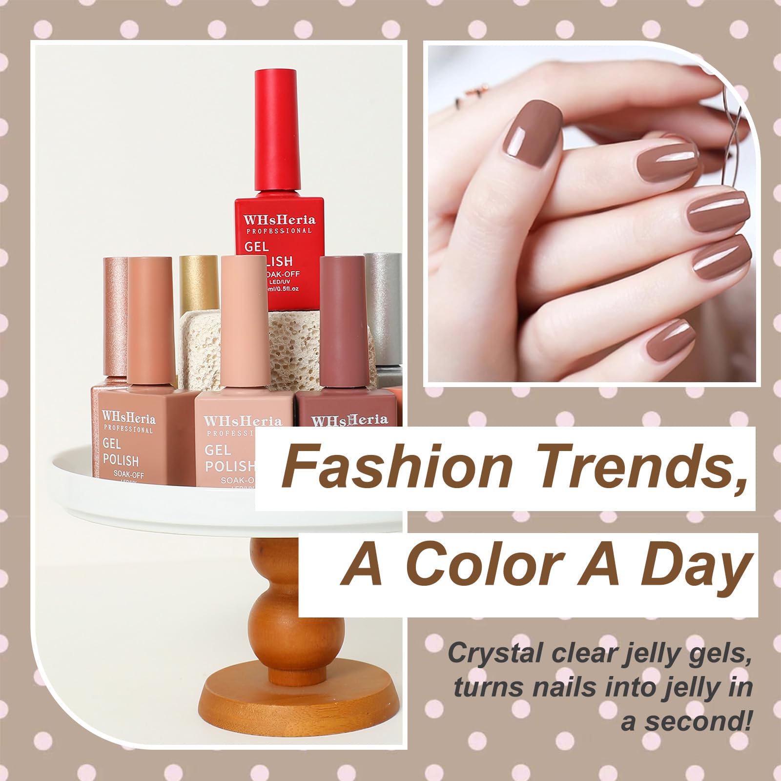 WHsHeria TPO Free Gel Polish Set – 6x15ml Soak-Off Nude Shades for DIY Manicure