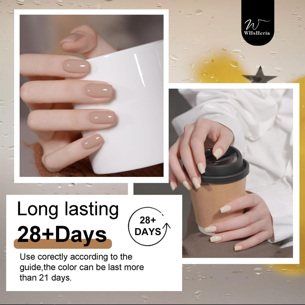 WHsHeria TPO Free Gel Polish Set – 6x15ml Soak-Off Nude Shades for DIY Manicure