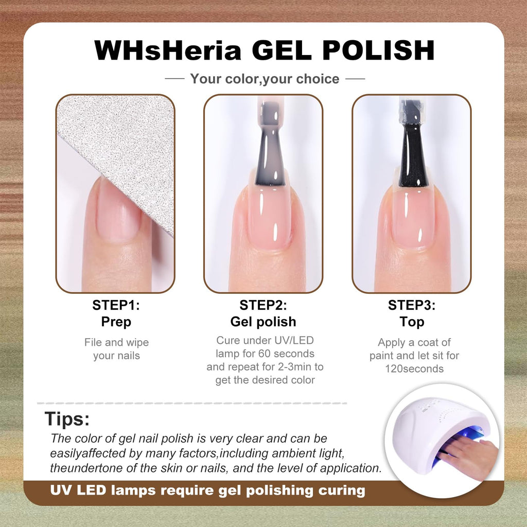 WHsHeria TPO Free Gel Polish Set – 6x15ml Soak-Off Nude Shades for DIY Manicure