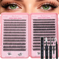 WIGICD Lash Clusters Kit – 480 Pcs D Curl False Eyelashes 9-16mm | DIY at‐Home Extensions with Bond, Seal, Tweezers & Brush