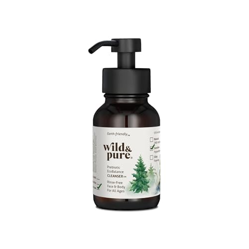 Wild & Pure Sensitive Skin Foaming Body Wash (8oz) | Gentle, pH-Balanced Cleanser for Face, Hands & Body | Microbiome-Friendly | EcoBalance Refillable Skincare