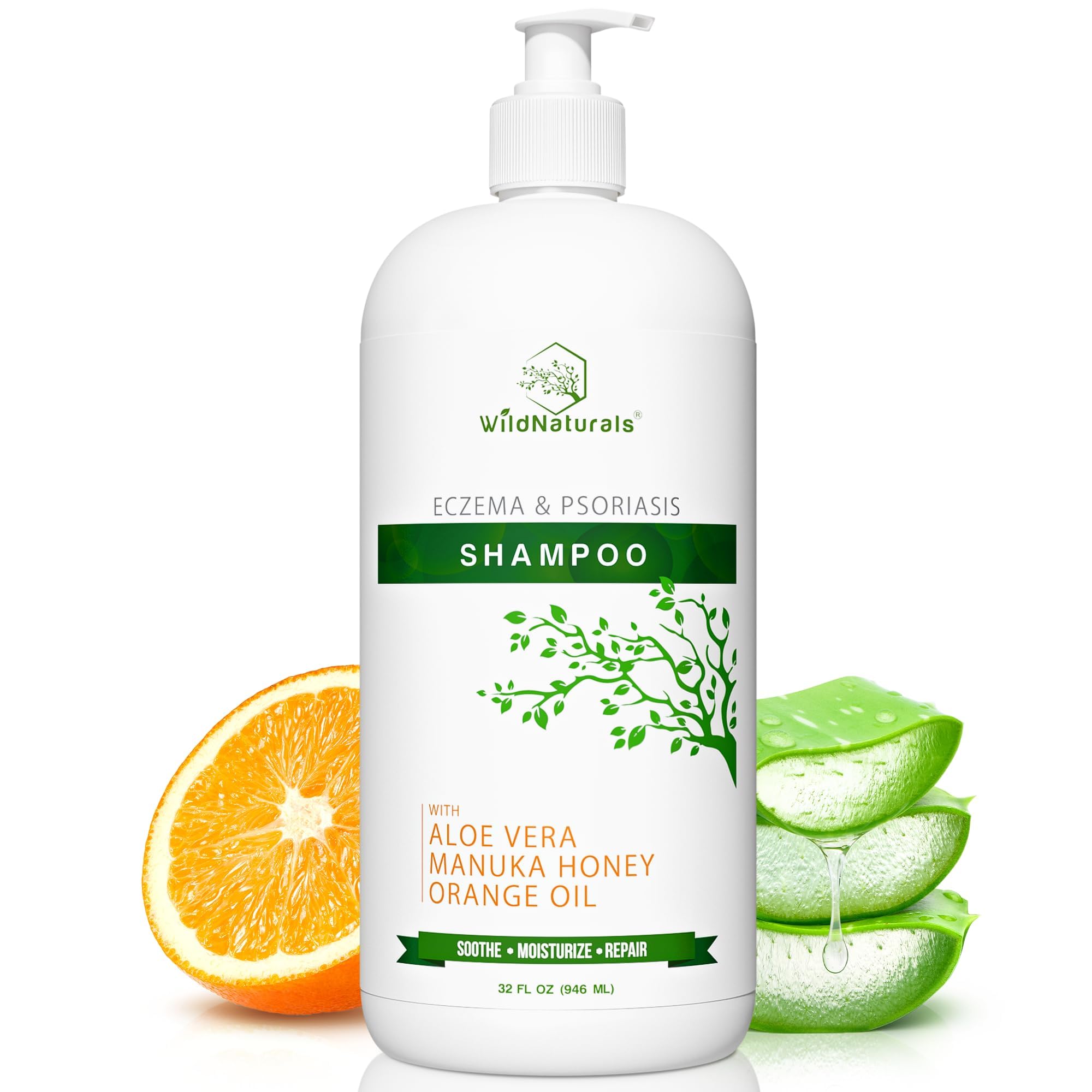 Wild Naturals Eczema & Psoriasis Shampoo – Hypoallergenic, Fragrance-Free Scalp Relief | pH 5.5
