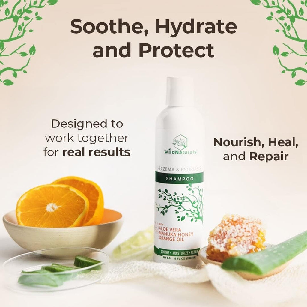 Wild Naturals Eczema & Psoriasis Shampoo – Hypoallergenic, Fragrance-Free Scalp Relief | pH 5.5