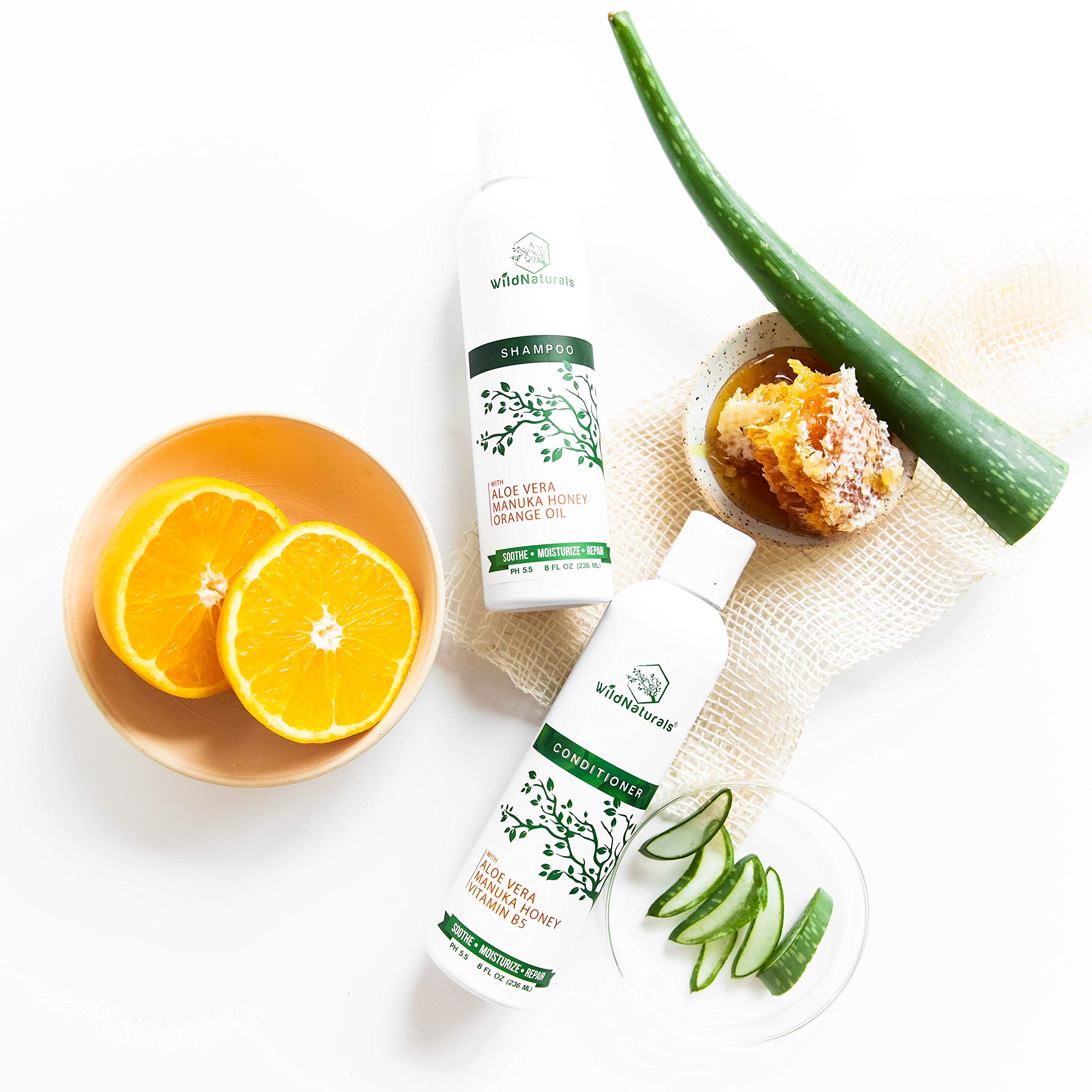 Wild Naturals Manuka Honey Shampoo & Conditioner – Soothing Moisturizing Set for Color-Safe Curly Hair