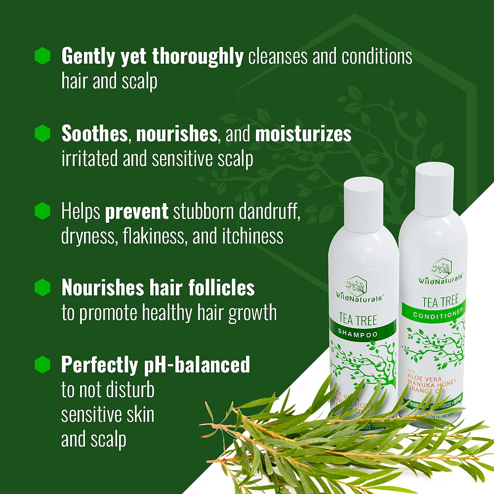Wild Naturals Tea Tree Oil Shampoo & Conditioner Set – Dry Scalp Relief & Anti-Dandruff for All Hair Types