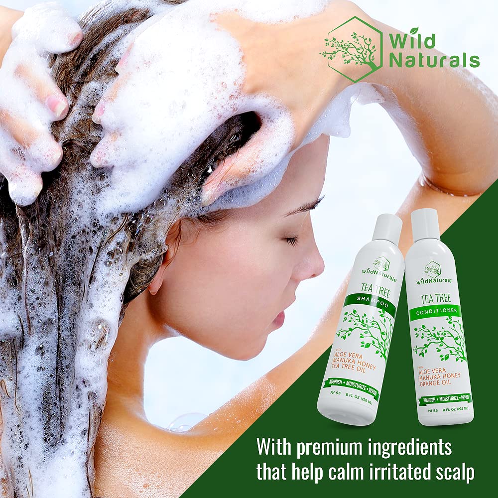 Wild Naturals Tea Tree Oil Shampoo & Conditioner Set – Dry Scalp Relief & Anti-Dandruff for All Hair Types