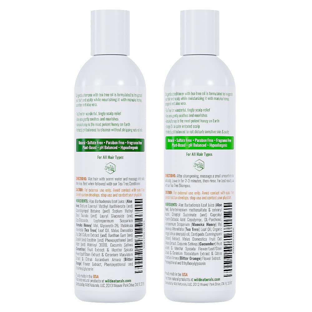 Wild Naturals Tea Tree Oil Shampoo & Conditioner Set – Dry Scalp Relief & Anti-Dandruff for All Hair Types