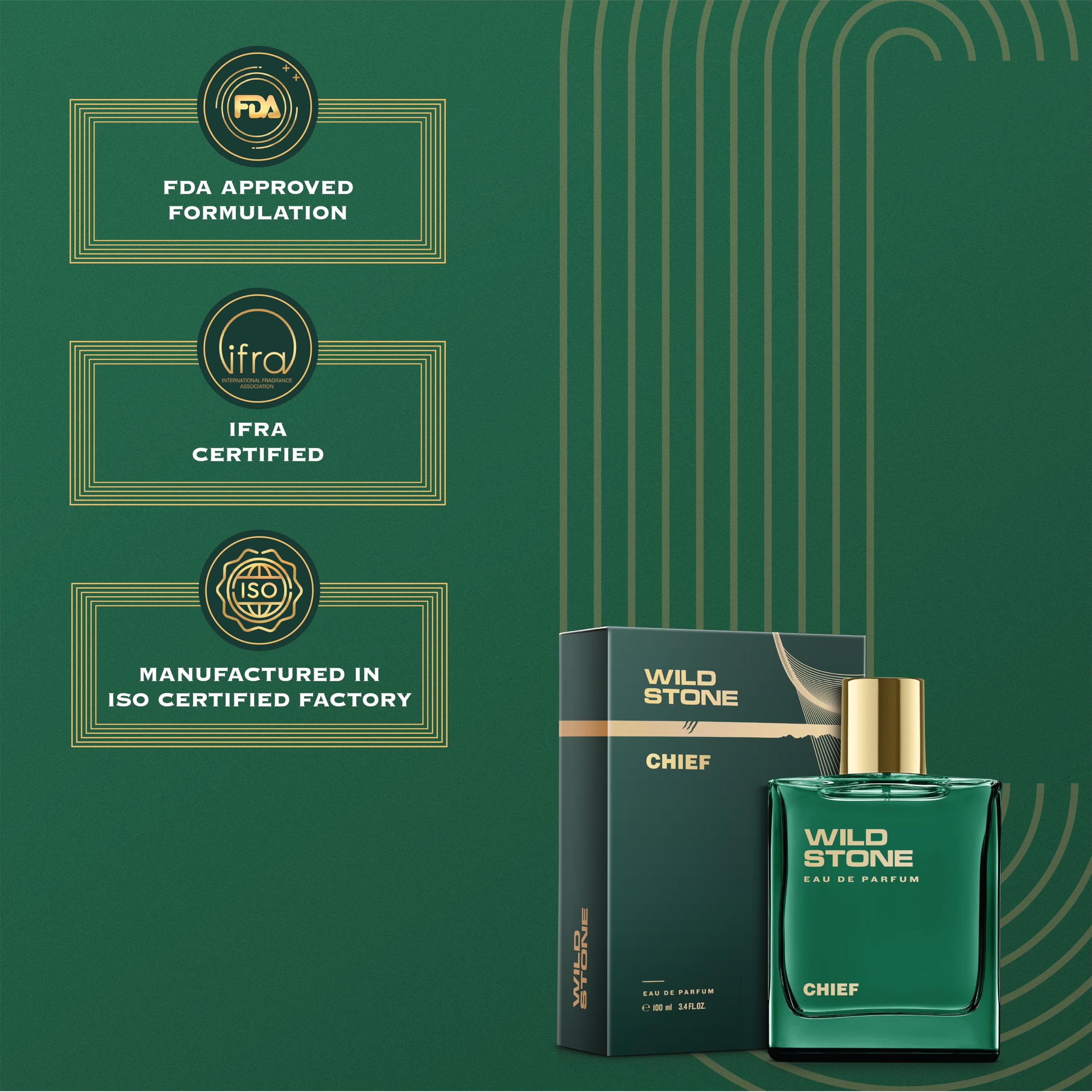 Wild Stone Chief EDP for Men – Luxury Aquatic-Woody Perfume, 100 ml