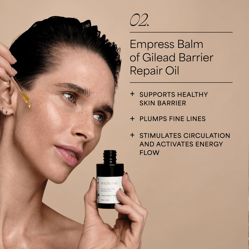 Wildling Empress Facial Gua Sha Set – Bian Stone Tool + Hydrasoothe Mist + Barrier Repair Oil
