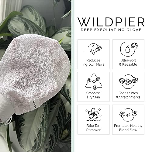 Wildpier Plus+ Exfoliating Glove Mitt – Plant-Based Deep Body Scrub for Spa-Quality Skin