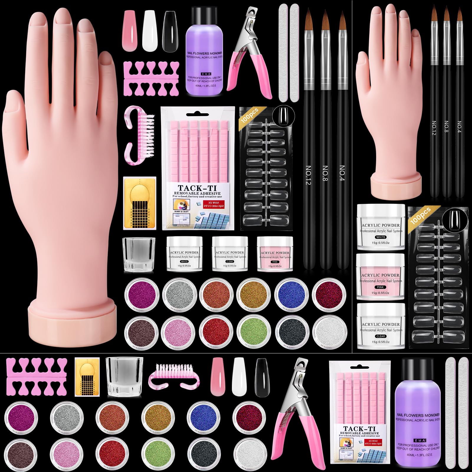 Wilfniee Practice Hand for Acrylic Nails Kit — Flexible Nail Mannequin for Beginners