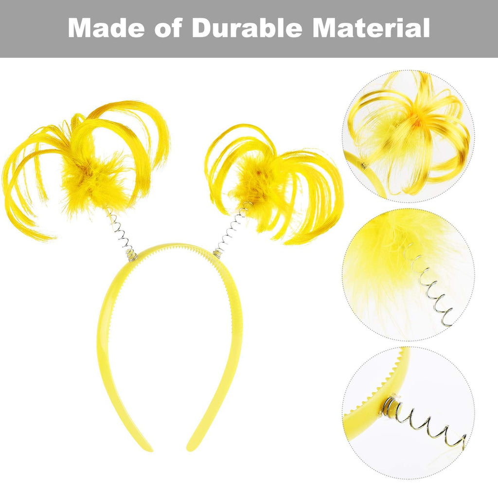 WILLBOND 3-Piece Yellow Faux Feather Ponytail Headband – Halloween Costume Accessory