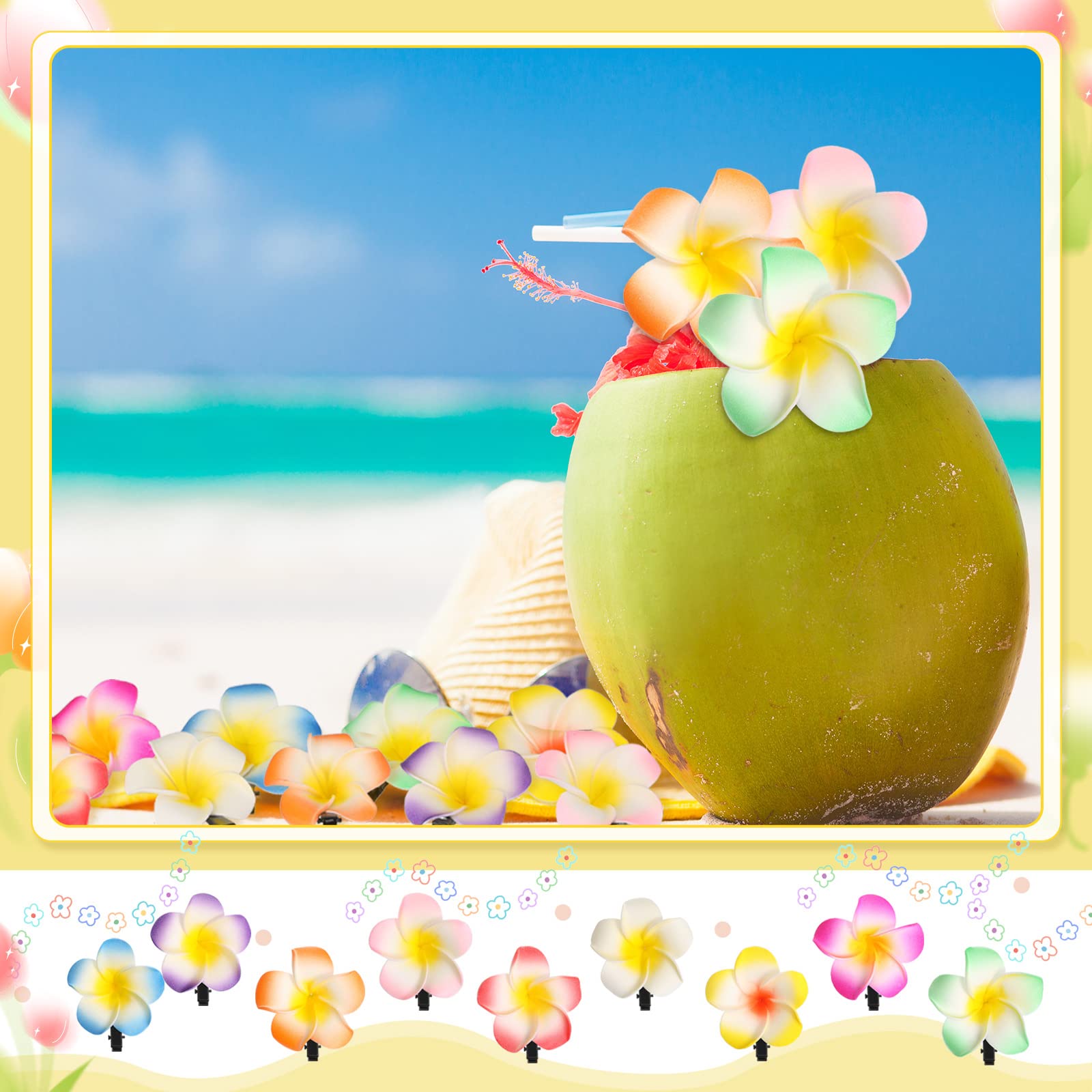 WILLBOND 36-Pack Hawaiian Plumeria Hair Clips – Foam Frangipani Hairpins for Bridal, Luau, Beach & Vacation