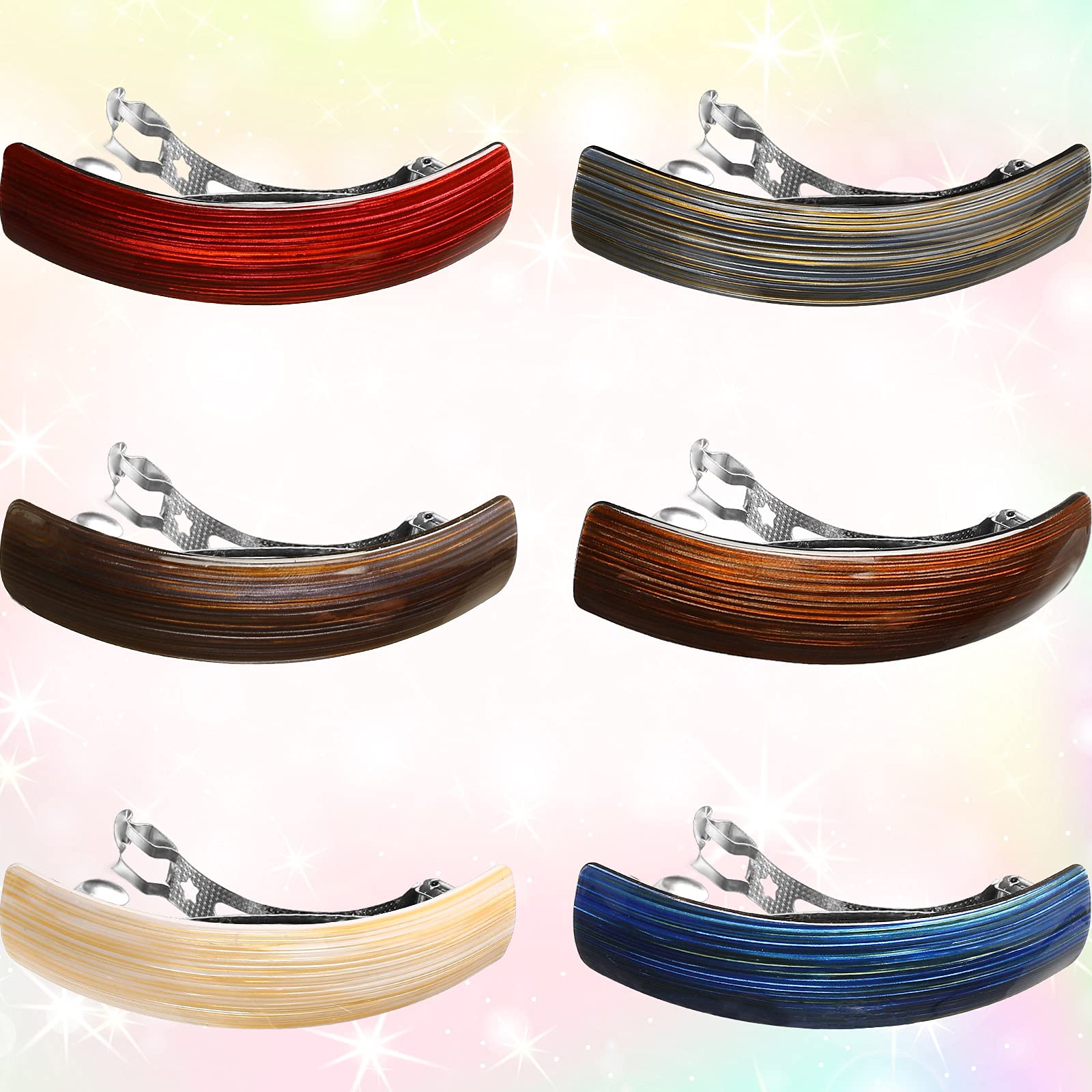 WILLBOND 6 Pcs Hair Barrettes for Women - Large Retro Clips in Six Colors