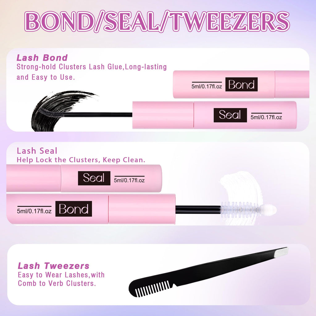 Winifred Lash Extension Kit – 50D Clusters 10–16mm with Bond & Seal
