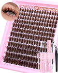 Winifred Brown Lash Clusters Kit – Wispy, Spiky 204pcs DIY Eyelash Extensions (12-18mm)