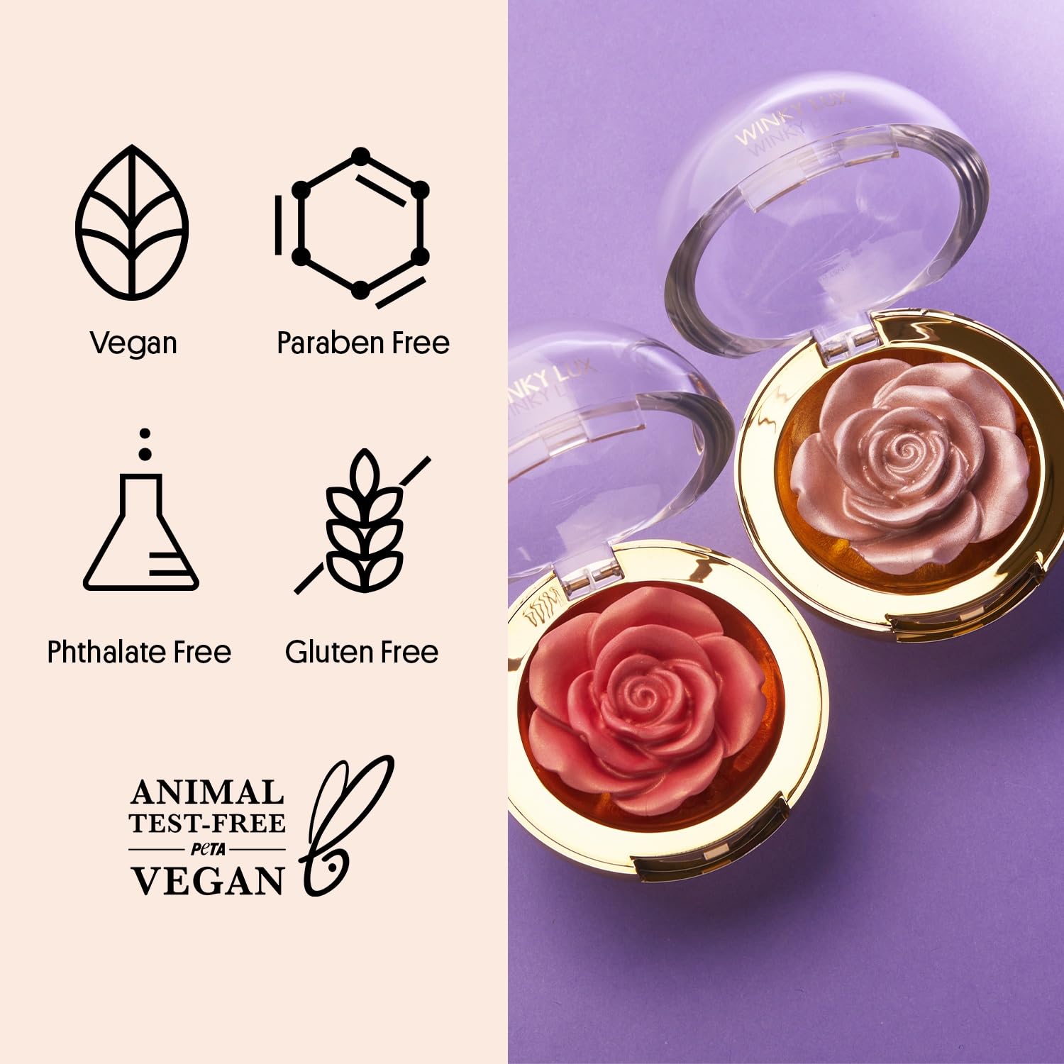 Winky Lux Cheeky Rose Cream Highlighter – Weightless, Blendable, Vitamin E, Champagne Glow