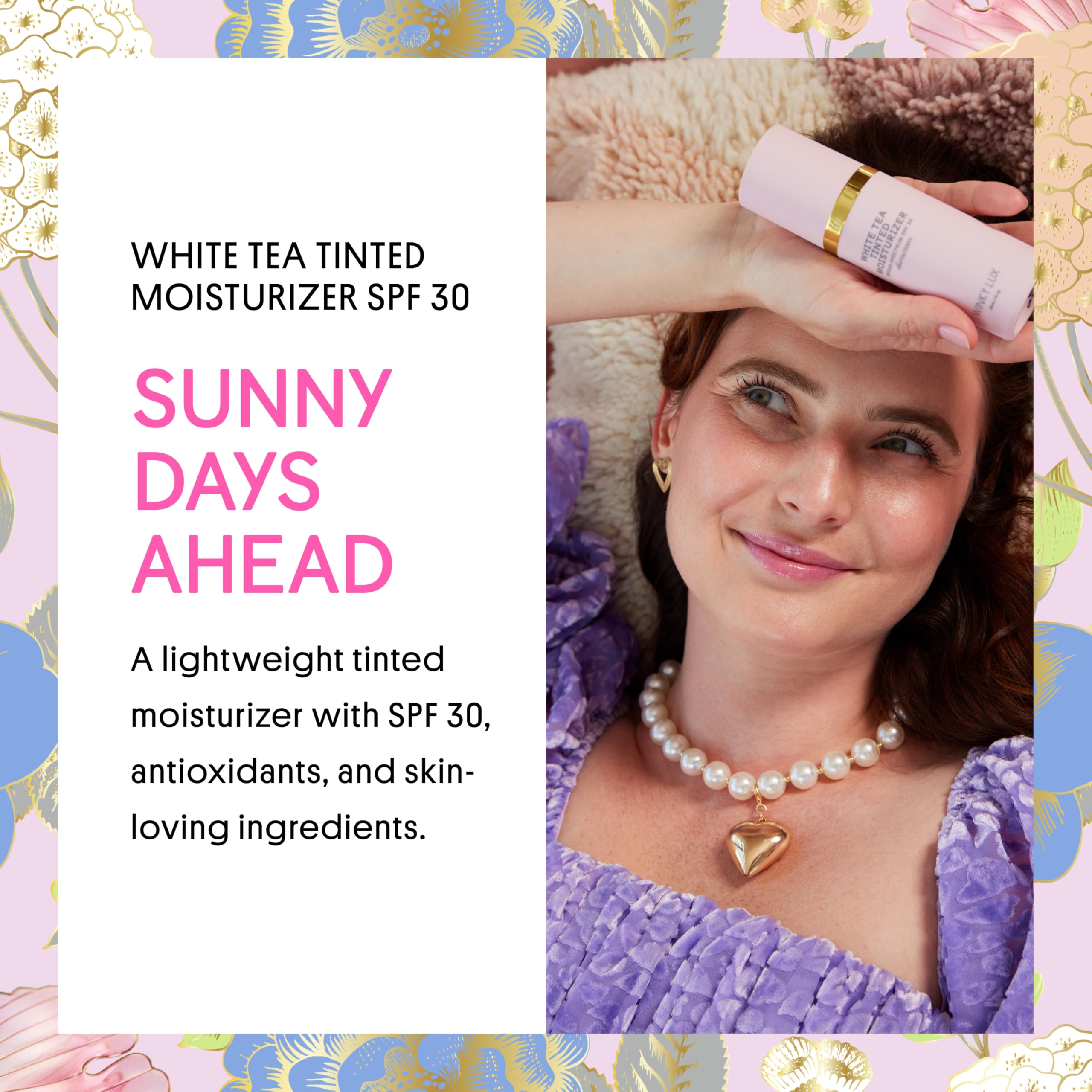 Winky Lux White Tea Tinted Moisturizer SPF 30 (Medium) – Buildable Coverage & Lightweight Face Sunscreen