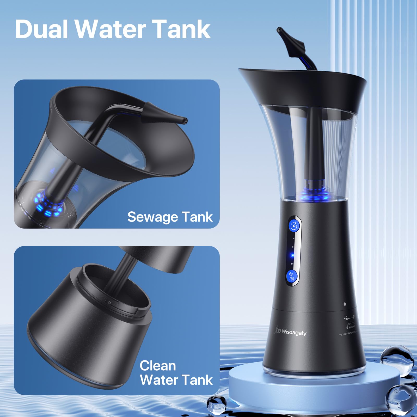 Wisdagaly Ear Cleaner – Upgraded Dual Water Tank, 4 Modes, USB-C