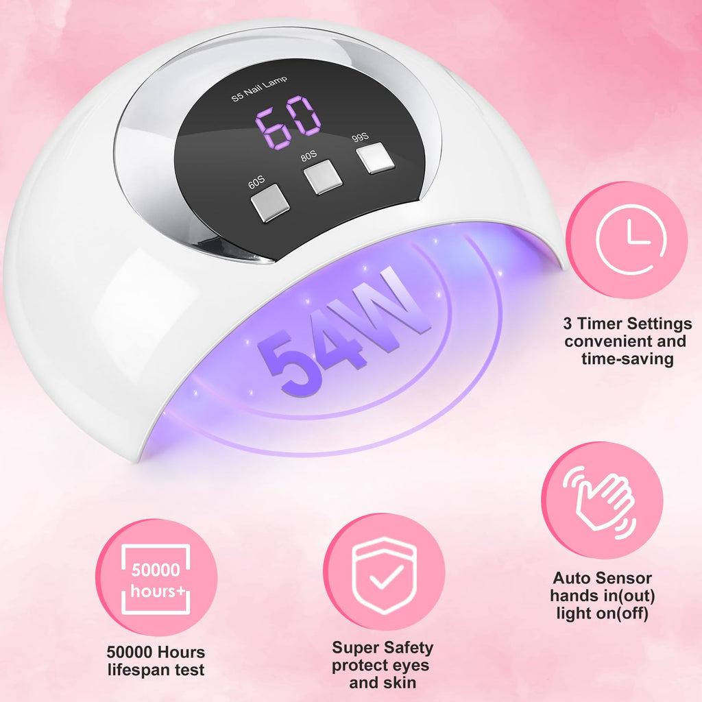 Wisdompark UV LED Nail Lamp 54W – Auto Sensor & 3 Timers