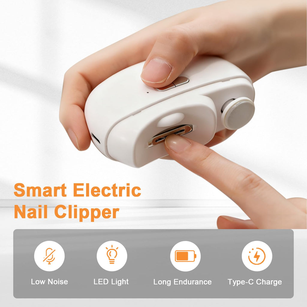 witpiny Easyclip Smart Nail Clipper - 3-in-1 Electric Nail Clippers with LED Light (Gray)