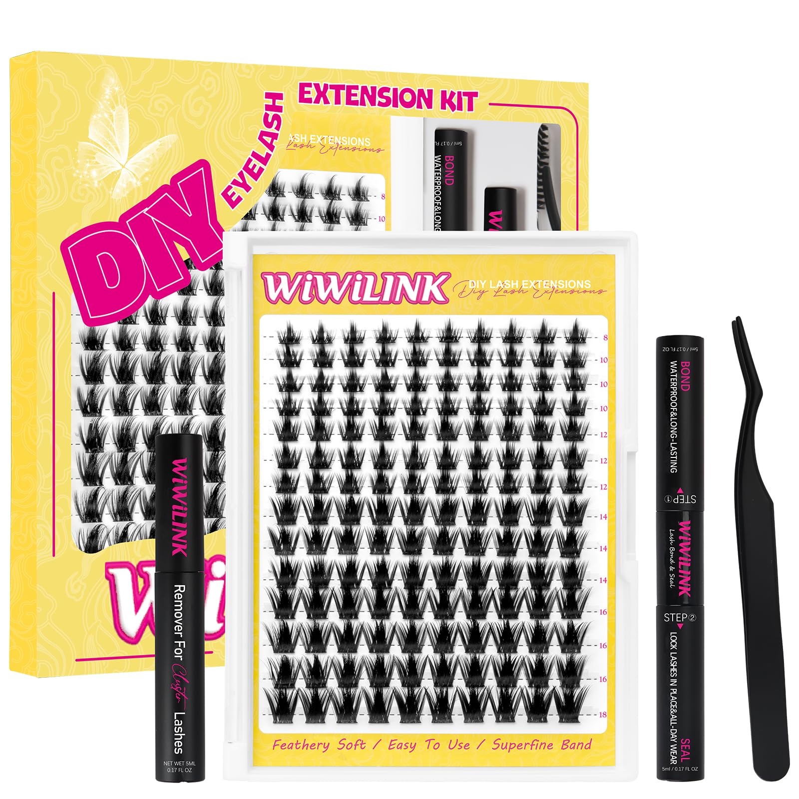 WiWiLINK California Sunset Kit - Manga Lash Clusters 8-18mm - Wispy DIY Eyelash Extensions