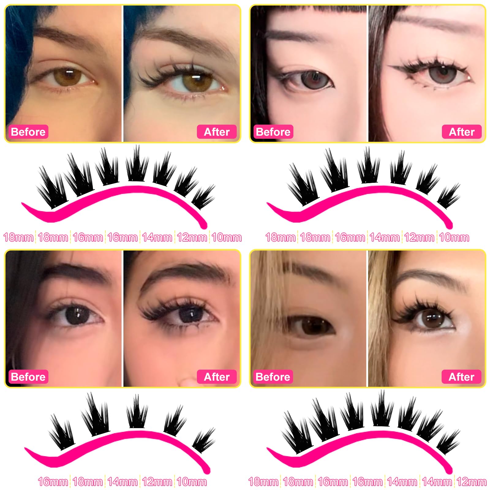 WiWiLINK California Sunset Kit - Manga Lash Clusters 8-18mm - Wispy DIY Eyelash Extensions