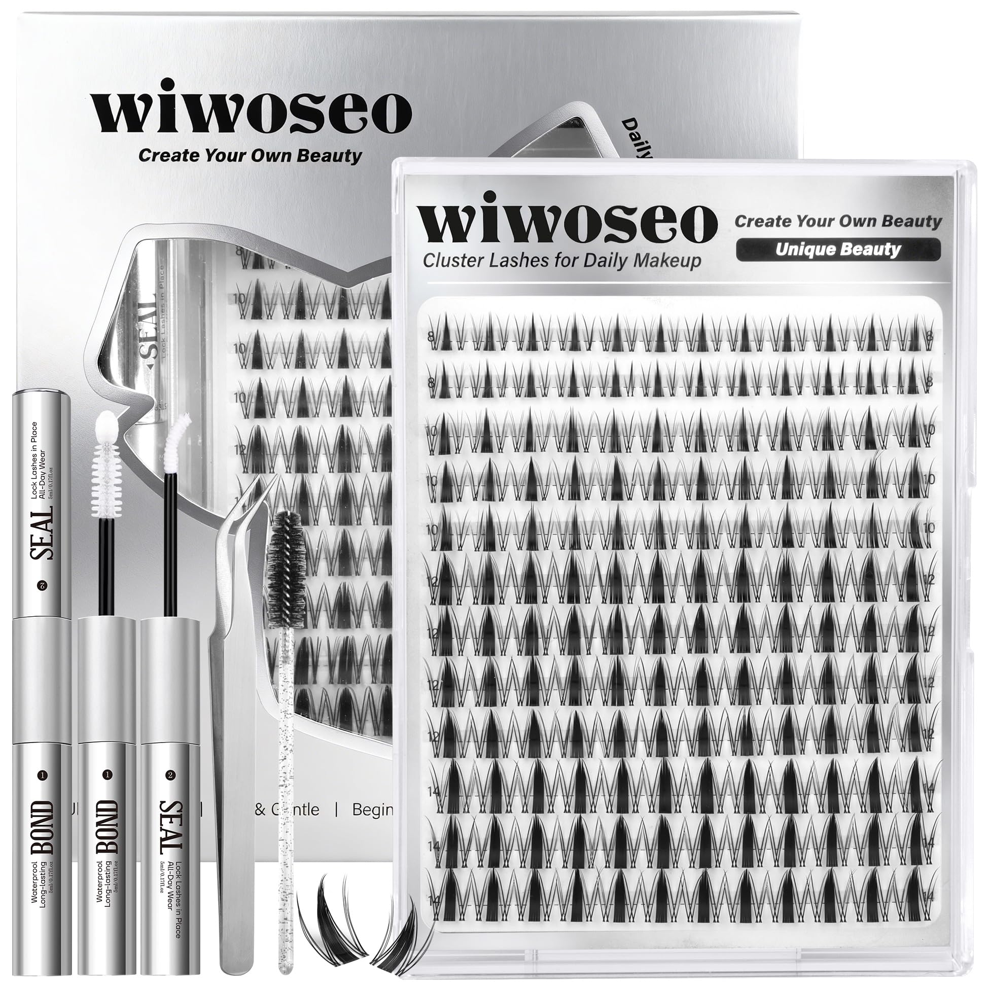 wiwoseo Flaunt Manga Lash Clusters Kit – Fairy Spiky Lashes, 8–14mm, Beginner Friendly