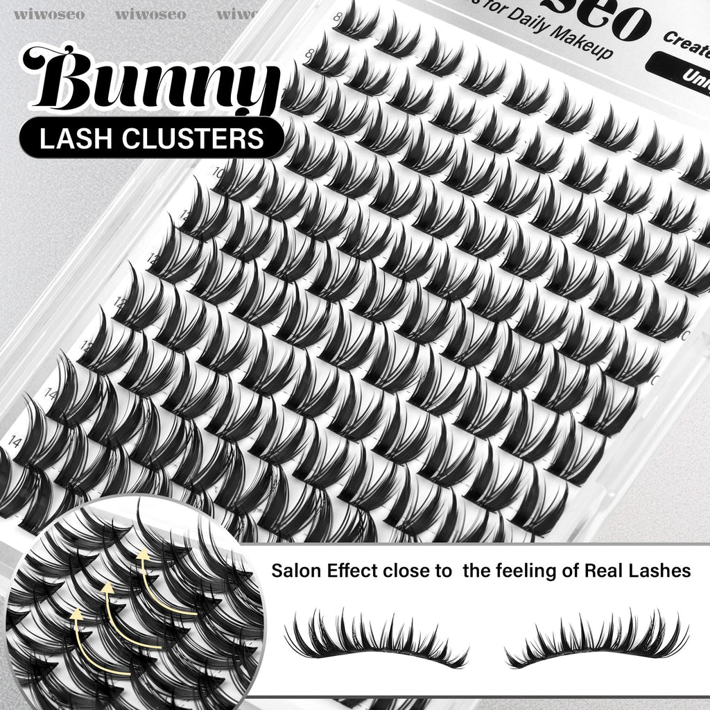 wiwoseo Bunny Lash Clusters Kit – Manga Lashes with Spikes for a Salon Look