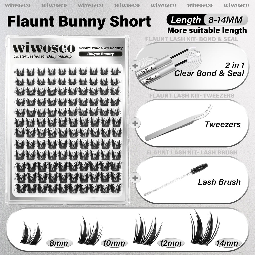 wiwoseo Bunny Lash Clusters Kit – Manga Lashes with Spikes for a Salon Look