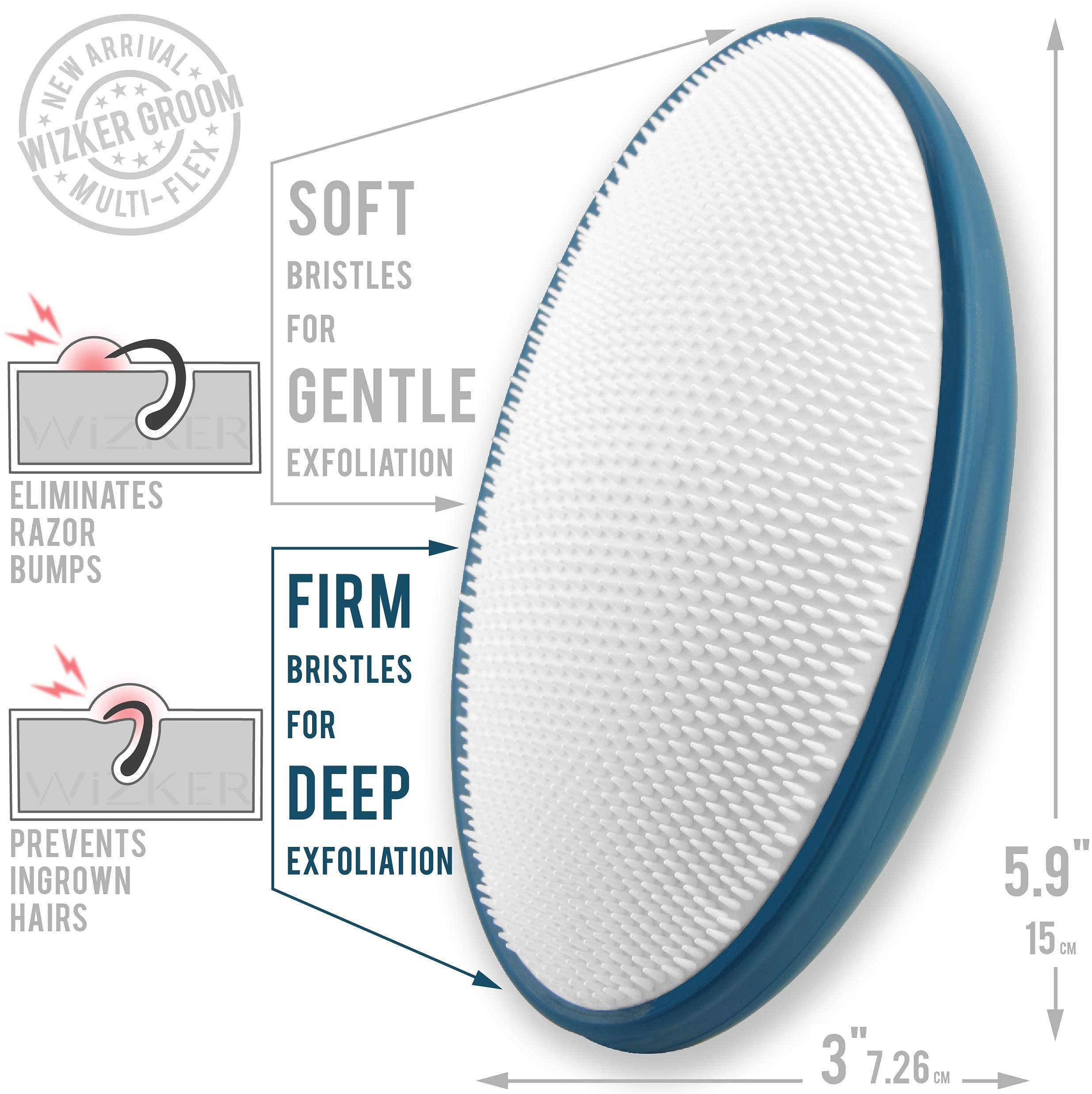 WIZKER Premium Ingrown Hair Exfoliating Brush – 2-in-1 Soft & Firm Face & Body Exfoliator