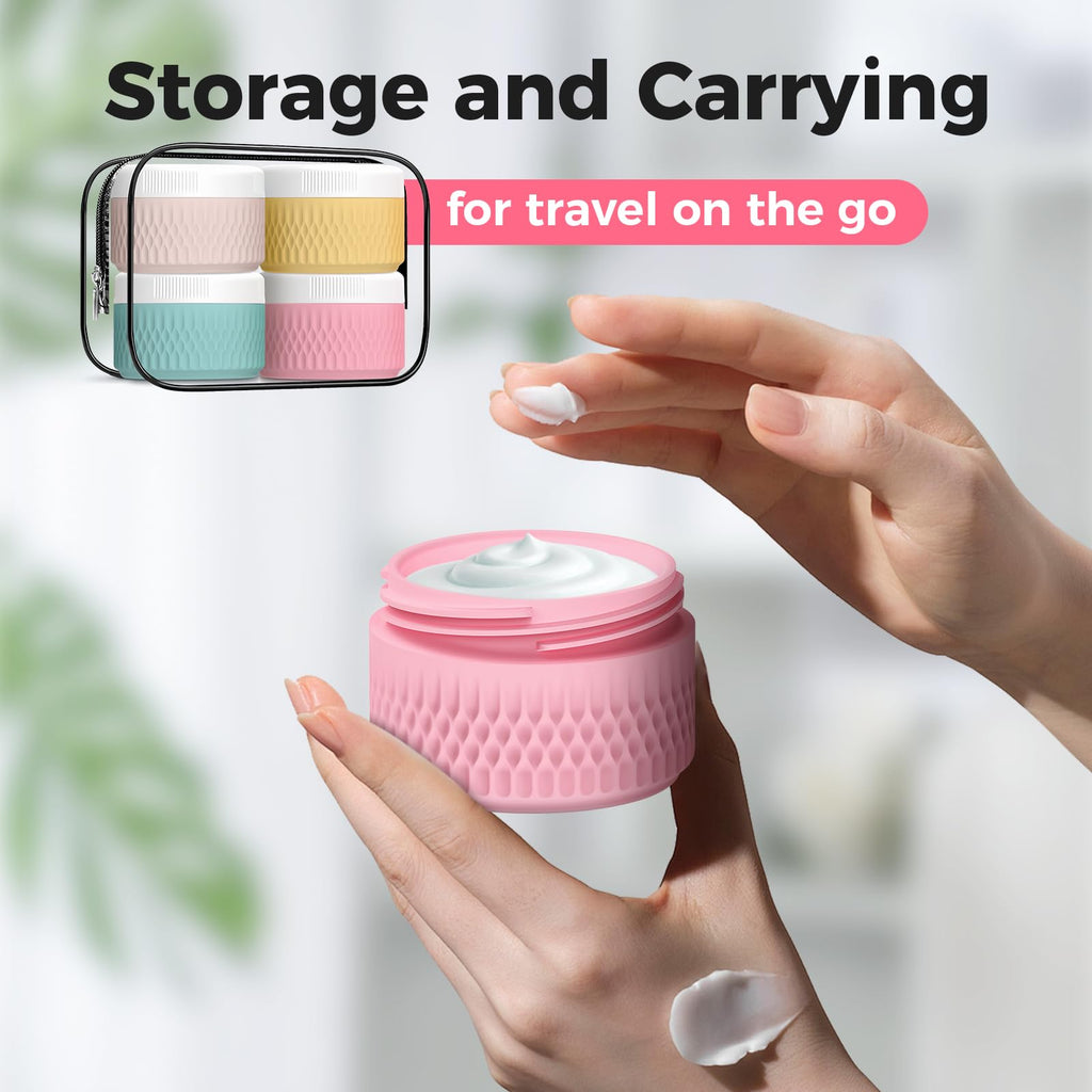 WLEAD BPA Free Silicone Cream Jars - 2oz TSA Travel Containers, Leak-Proof with Lid