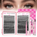 WLFRHD WLF Lash Clusters Kit 640 Pcs – D Curl Extensions, Bond & Seal, Remover, Tweezers & Brush