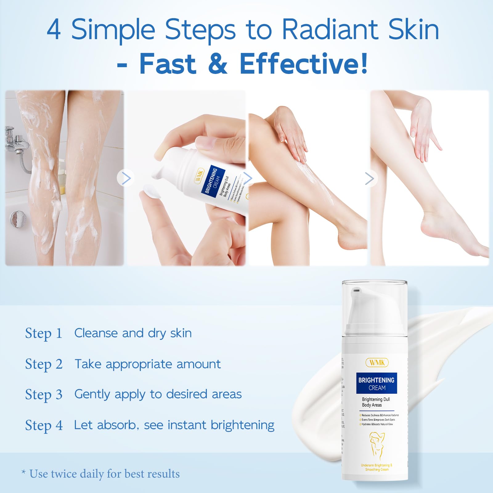 WMK Skin Brightening Cream for Intimate Areas – Vitamin C Dark Spot Remover for Underarms, Knees, Elbows & Bikini Line