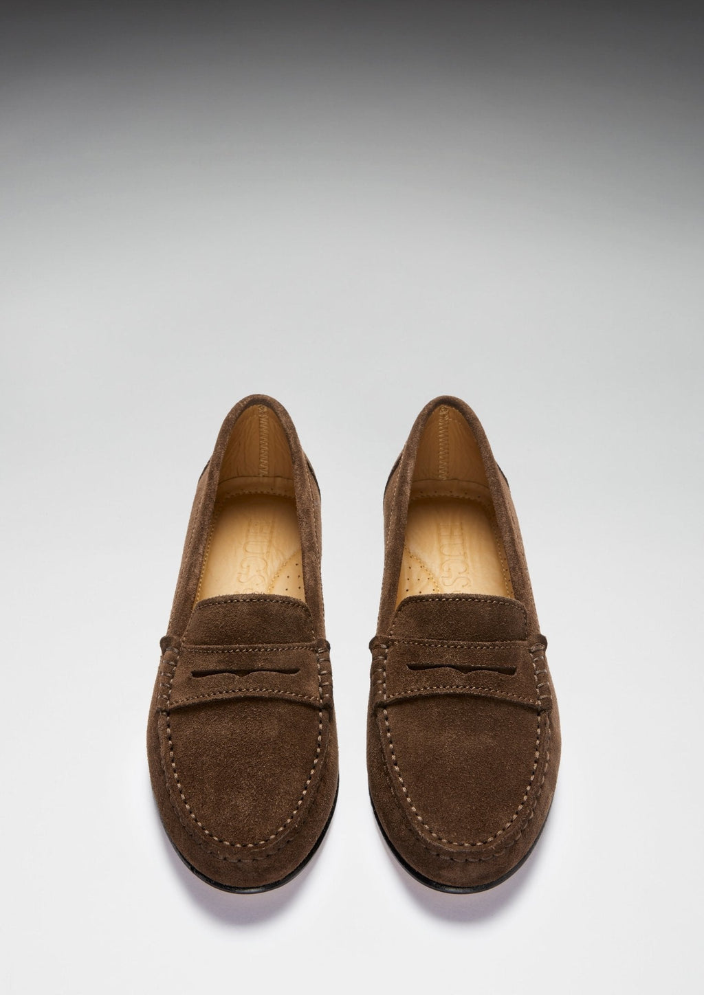 Women's Penny Loafers Leather Sole, brown suede