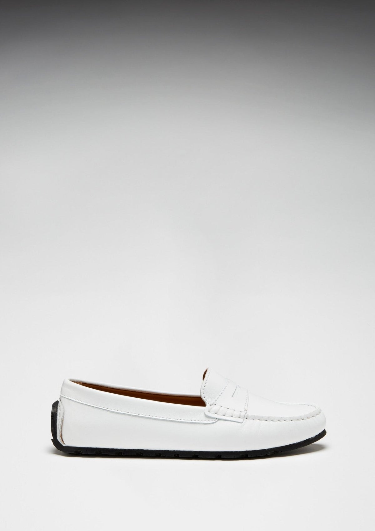 Women's Tyre Sole Penny Loafers, white leather
