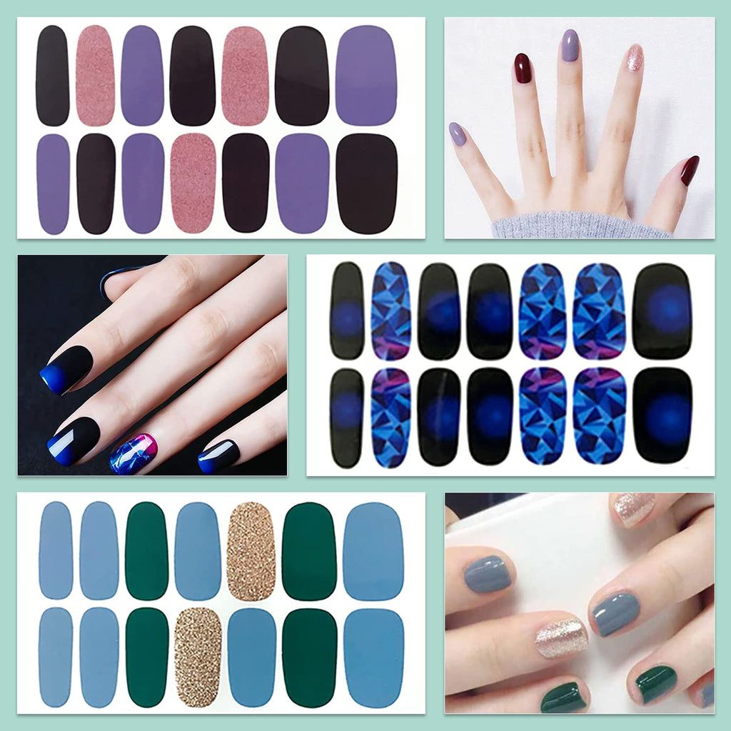 WOKOTO Moon Stars Nail Polish Strips – 20 Sheets Gradient Nail Wraps