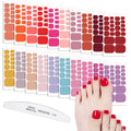 WOKOTO 20 Sheets Toe Nail Stickers – Pink & Red Solid Color Full Nail Wraps for Toes