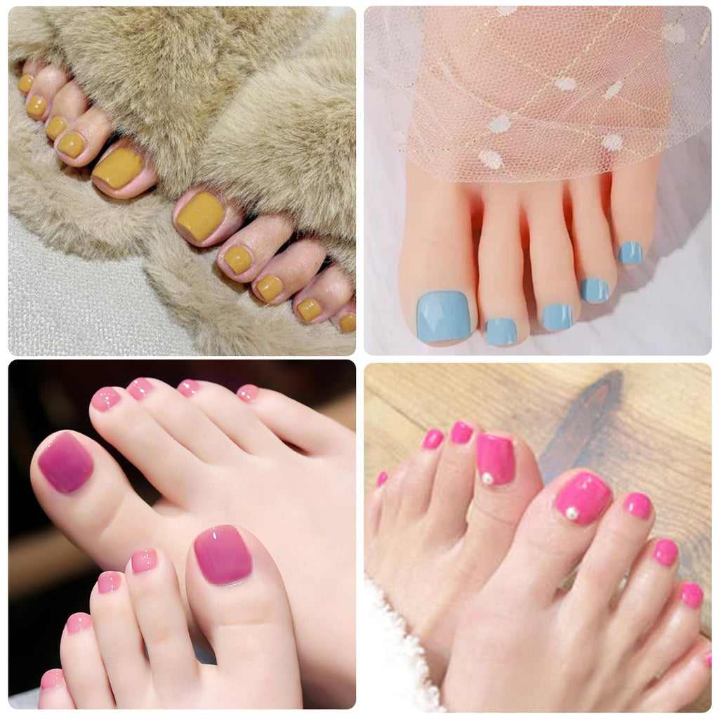 WOKOTO 20 Sheets Toe Nail Stickers – Pink & Red Solid Color Full Nail Wraps for Toes
