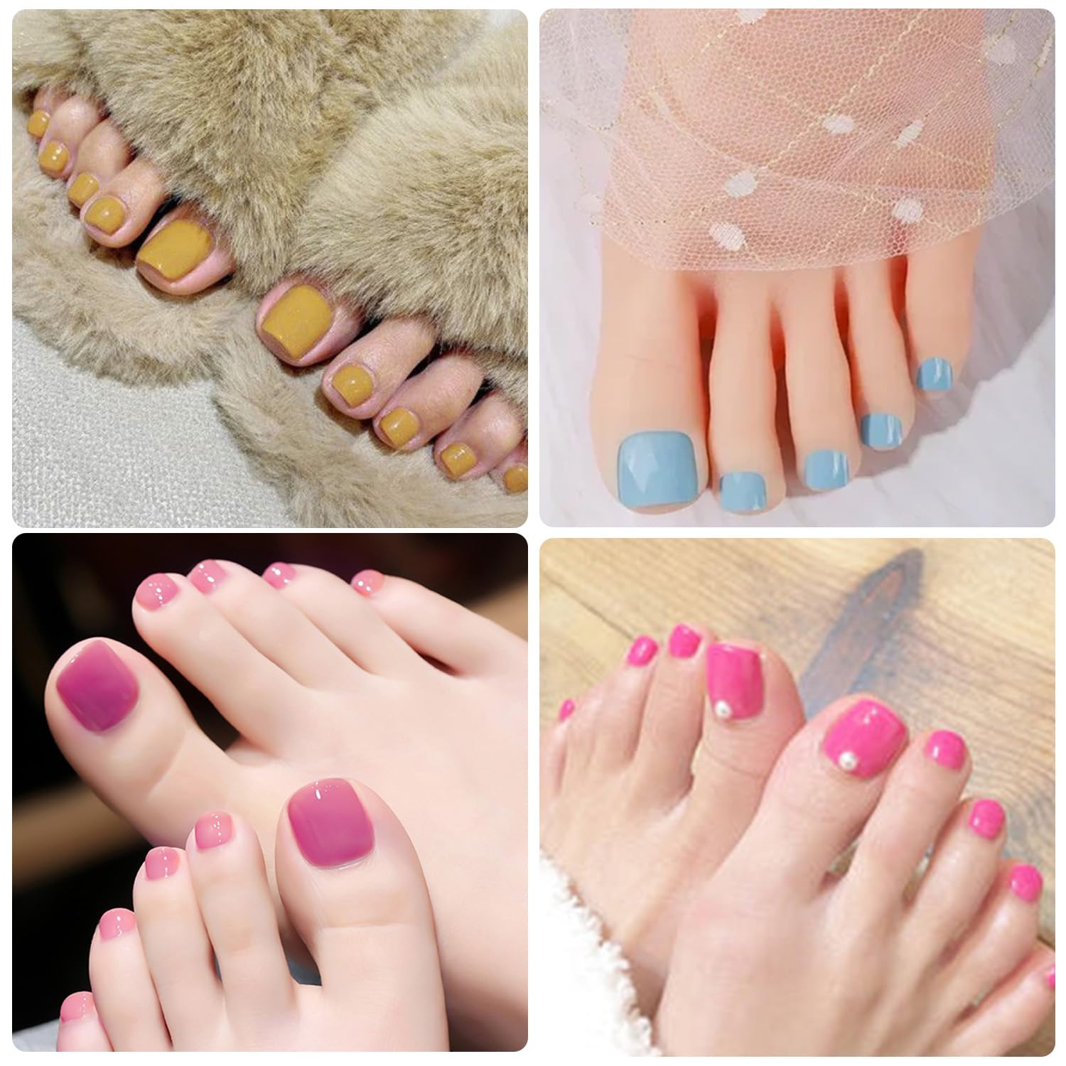 WOKOTO 20 Sheets Toe Nail Stickers – Pink & Red Solid Color Full Nail Wraps for Toes
