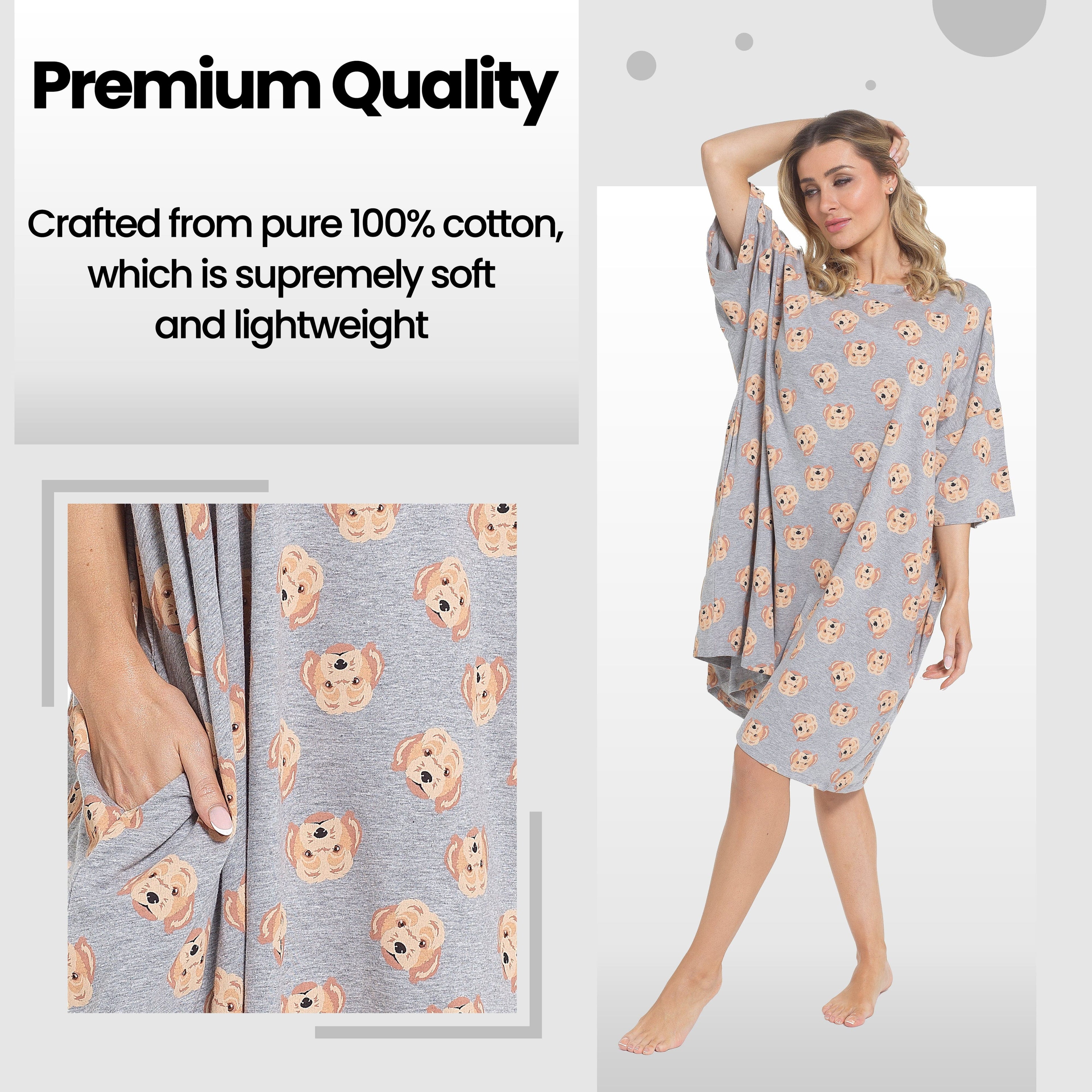 Daisy Dreamer Cockapoo Baggy Nightdress 100% Cotton Short Sleeve Oversized Nightshirt