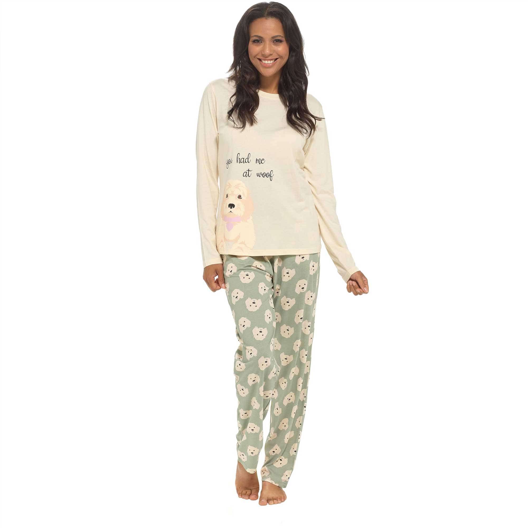 Daisy Dreamer Women's Cockapoo Cotton Jersey Pyjama Set Long Sleeve Lounge Wear Super Soft Cosy Sleepwear