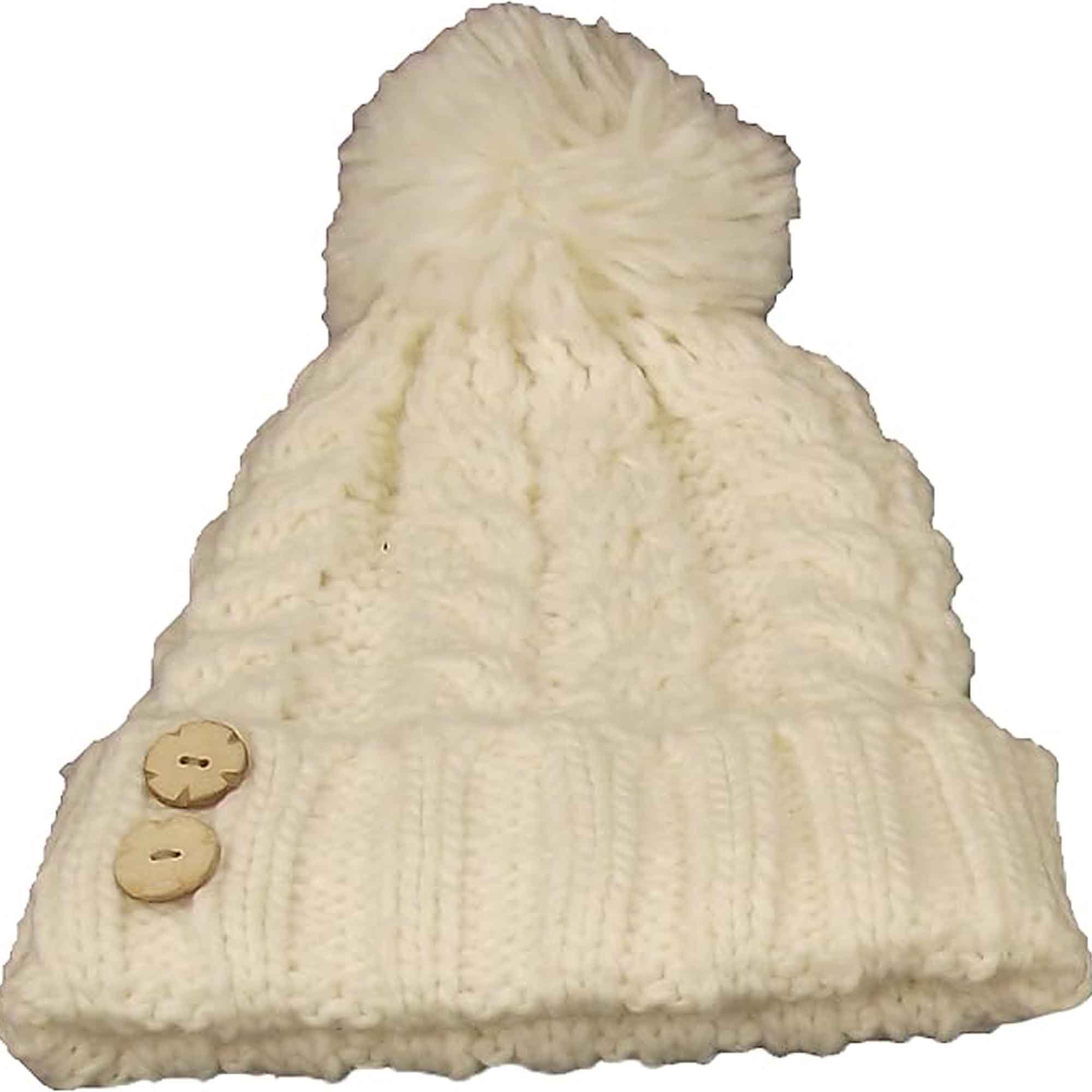 Sock Stack Women's Hand-Knitted Winter Hat Scarf And Hand Warmer Set With Inga Button