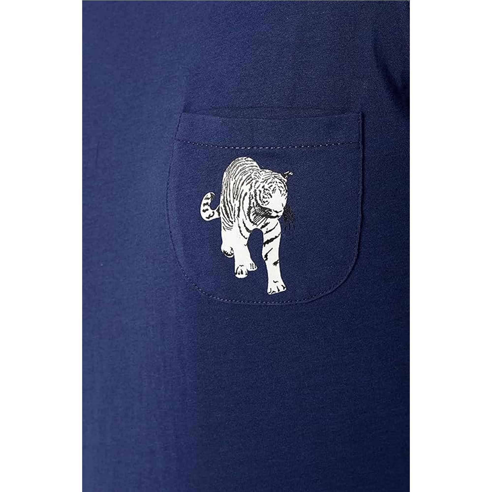 Daisy Dreamer Women's Navy Tiger Print Polar Fleece Pyjama Set Cosy Winter Cotton Rich Cosy Night Set
