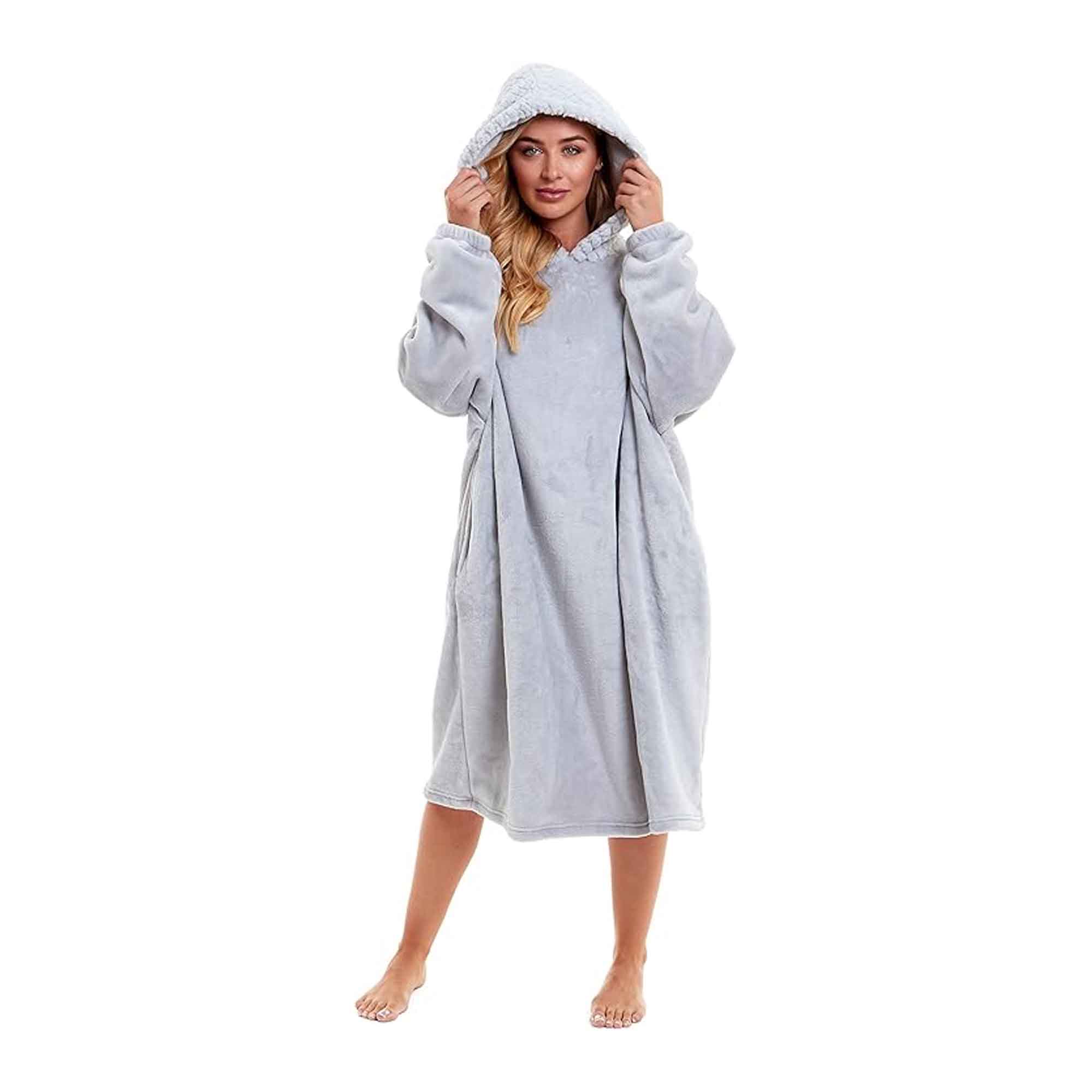 Daisy Dreamer Women's Plush Hooded Poncho Blanket Oversized Fleece Hoodie With Fur Hood
