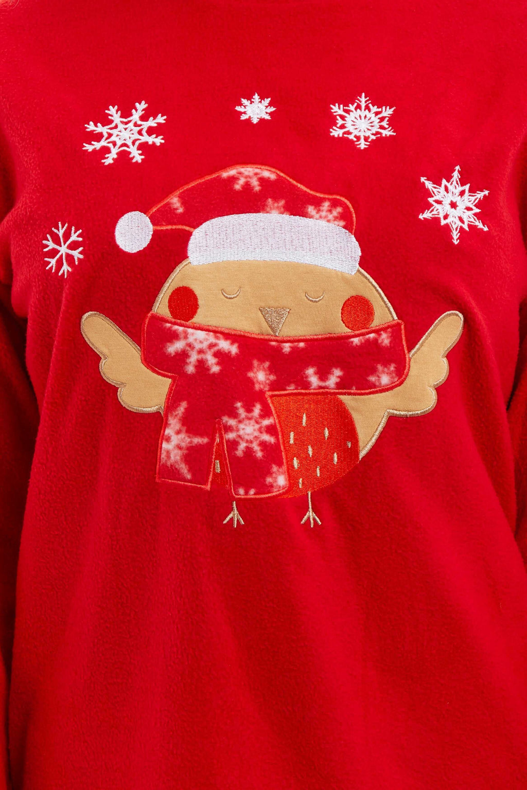 Daisy Dreamer Womens Red Polar Fleece Pyjama Set Hooded Top Elasticated Pants Embroidered