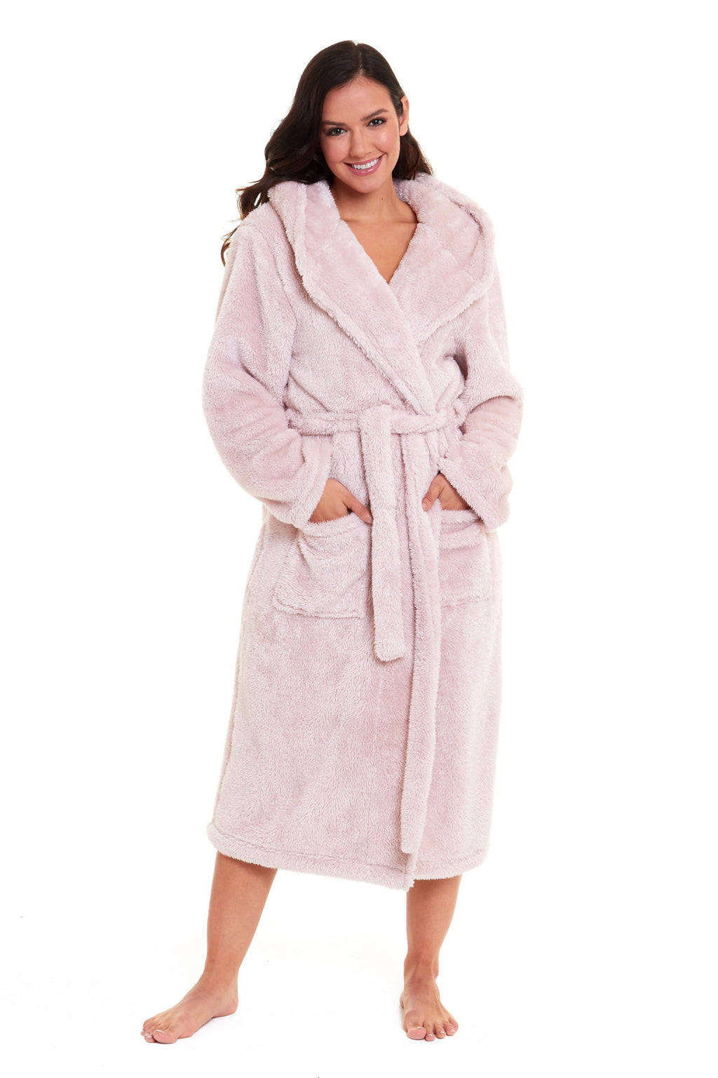 Daisy Dreamer Women's Fleece Hooded Robe Snuggle Touch Velvet-Soft Loungewear UK Sizes