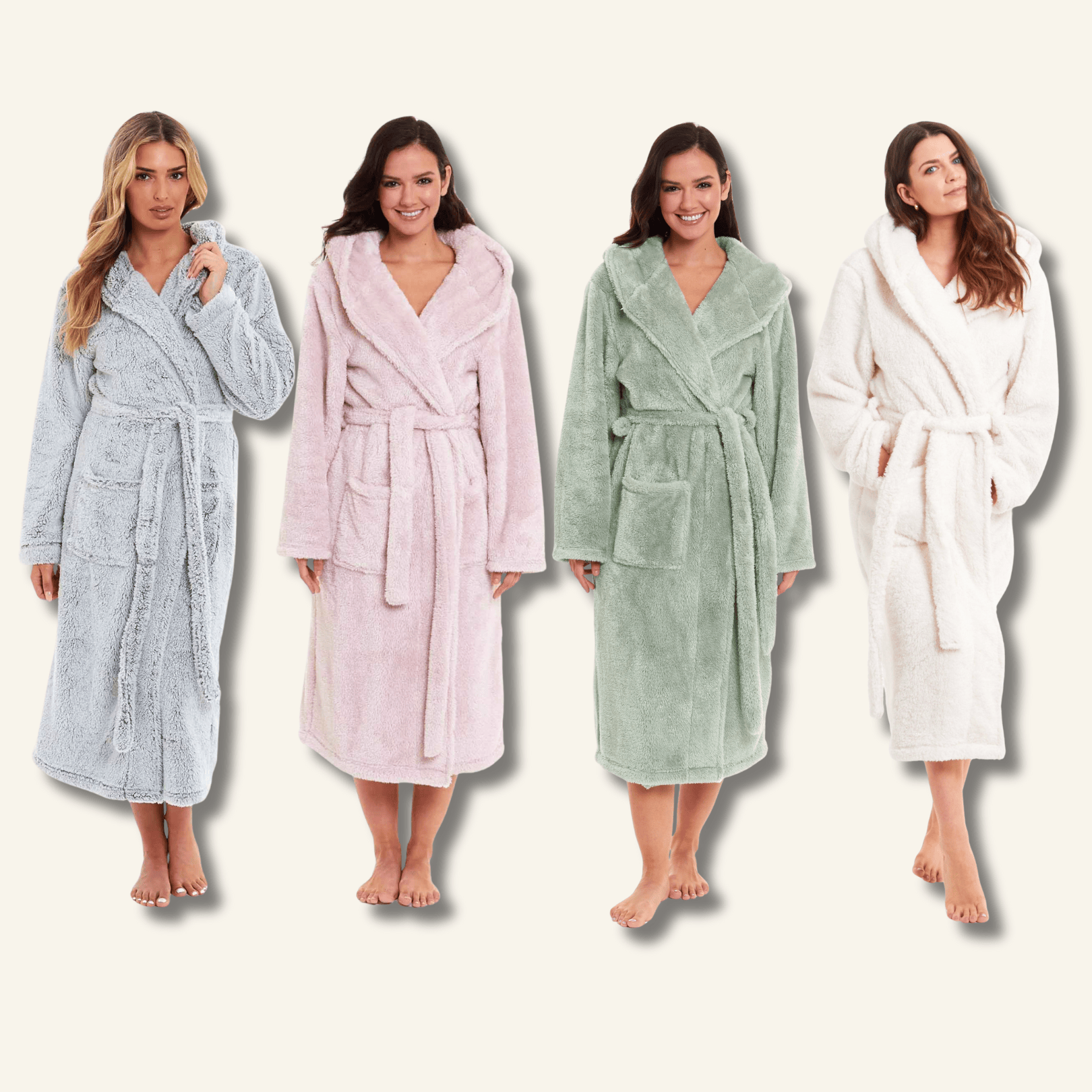 Daisy Dreamer Women's Fleece Hooded Robe Snuggle Touch Velvet-Soft Loungewear UK Sizes