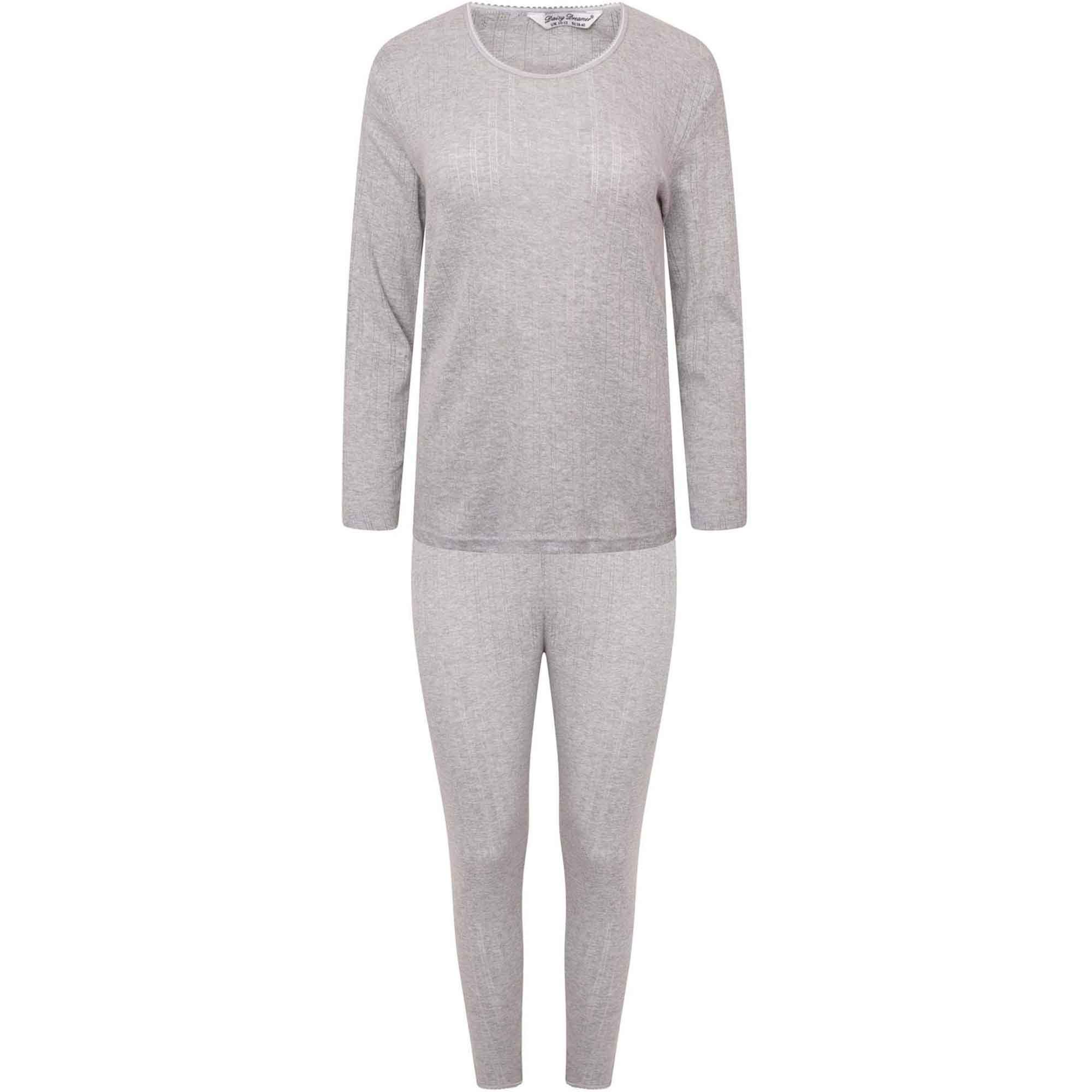 Daisy Dreamer Women's Thermal Long Sleeve Top And Long Jane Pants Set Cotton Rich