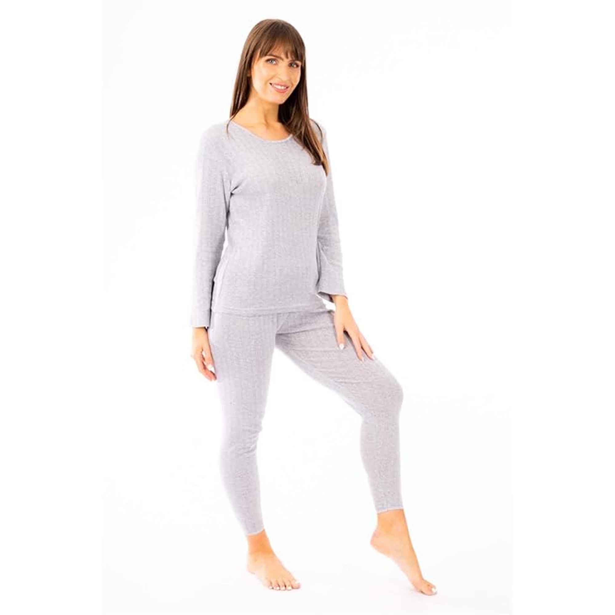 Daisy Dreamer Women's Thermal Long Sleeve Top And Long Jane Pants Set Cotton Rich